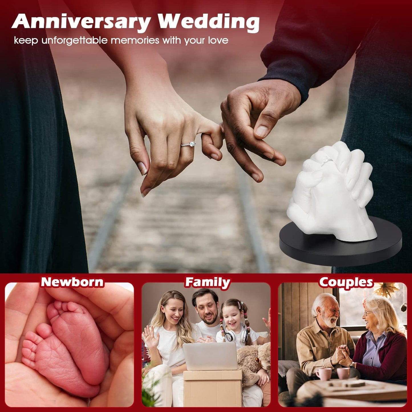LTDSOAR Hand Casting Kit, Couples with Practice Kit, Hand Mold Kit for Women Men Engagement, Romantic Anniversary Wedding Birthday for Her or Him, Boyfriend Girlfriend Unique Bridal Shower Gift