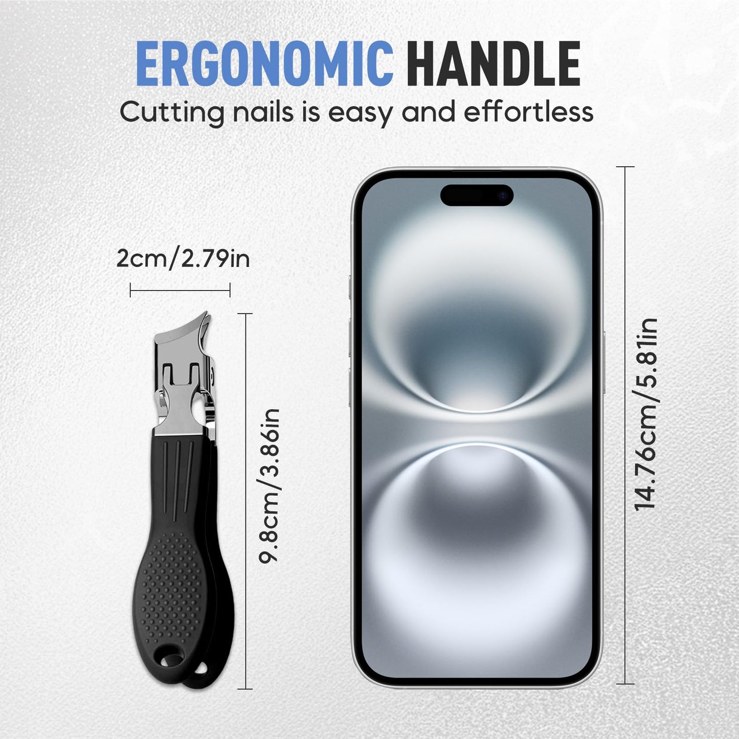 YAWOTA Wide Jaw Opening Anti-Splash Slanted Nail Clipper 3PCS Set with Case, Household Fingernail and Toenail Clippers Set for Ingrown Nails & Thick Nails (Black)