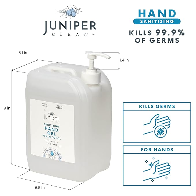 Hand Sanitizer Gel with 70% Alcohol 1.06 Gallon with Pump (Pack of 2)