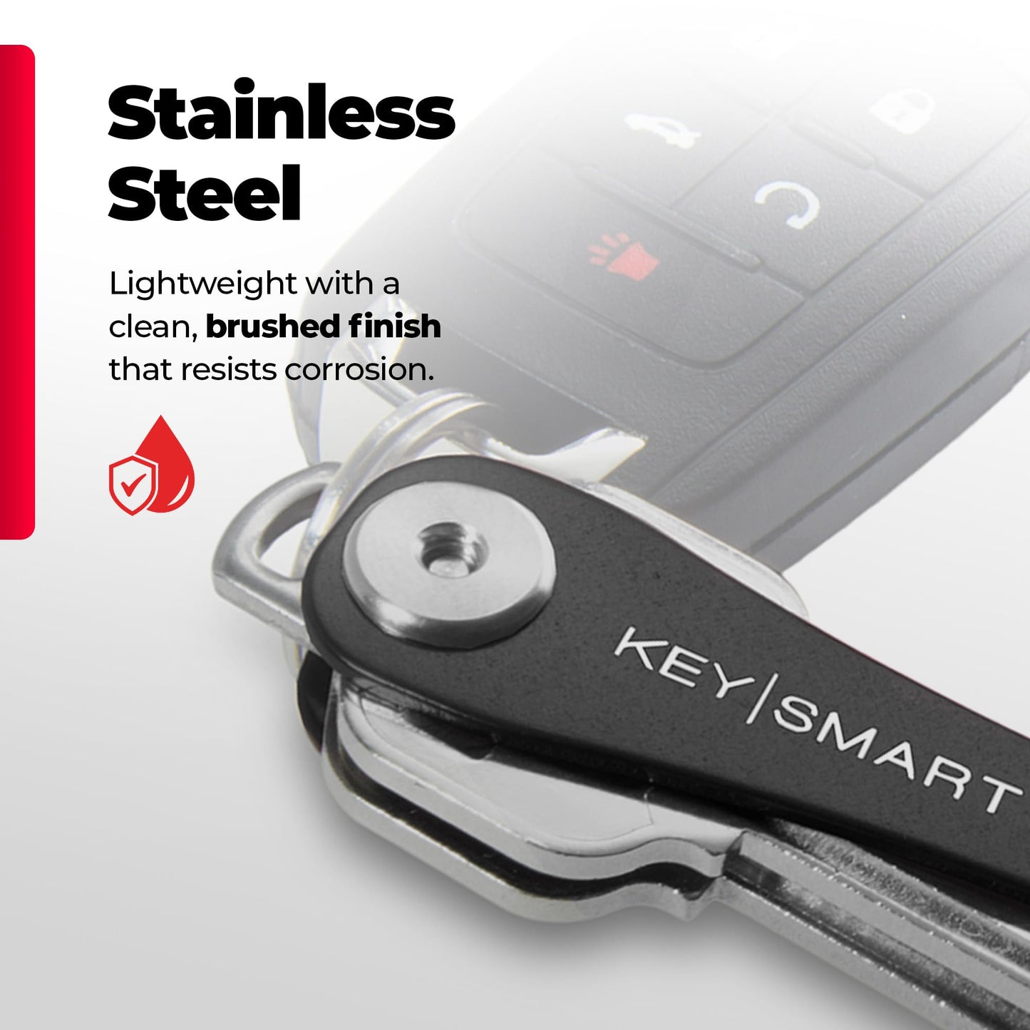 KeySmart Flex - Key Holder for Keychain, Compact Key Organizer for Key Chain, Minimalist Clutter-Free EDC Keychains Key Ring, Black 2-Pack, 8 Keys