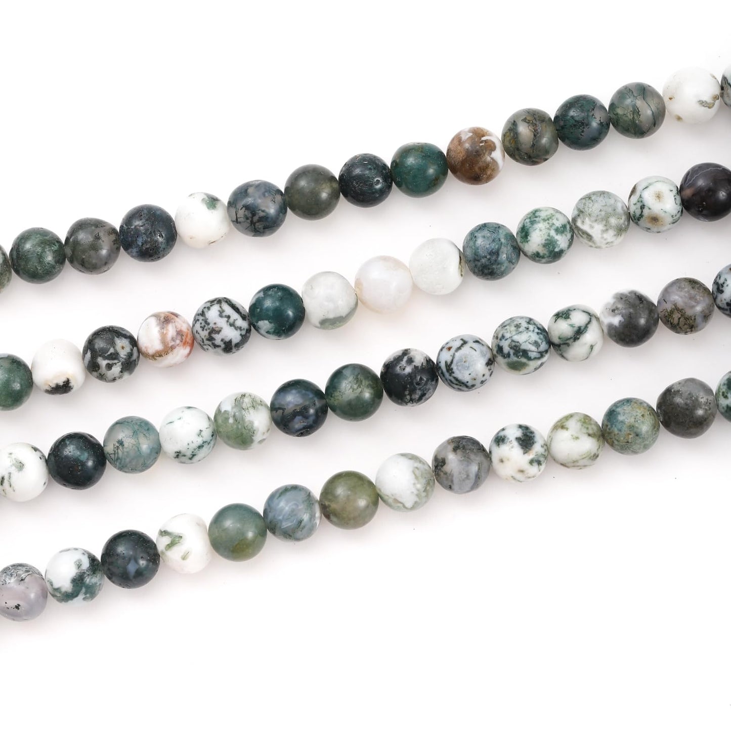 6mm 60pcs DIY Natural Tree Agate Stone Beads Round Healing Crystal Gemstone Loose Beads for Jewelry Making Handmade Bracelet Necklace