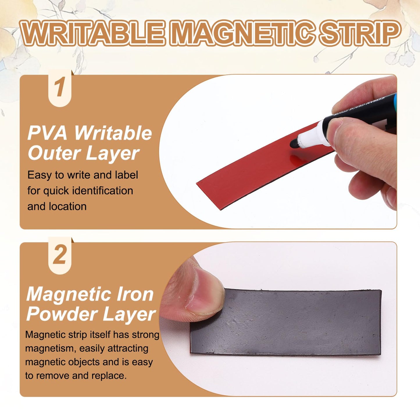 PATIKIL Magnetic Strip Roll, 32.8ft x 0.8" Fridge Magnets Tape Flexible Writable Dry Erase Refrigerator Magnet Sticker Label with Adhesive Back Sheet for DIY Craft Whiteboard, Orange