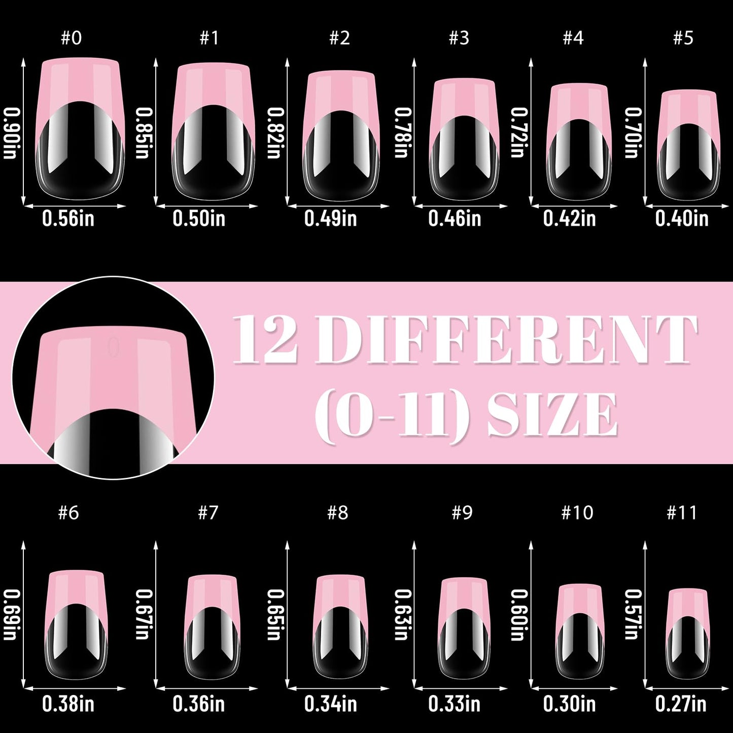 Bellelfin Pink French Tip Press on nails Short Square Fake Nails, 120PCS Square Nail Tips Short French Tip Nails, Clear Acrylic Nail Press on Full Cover False Nail