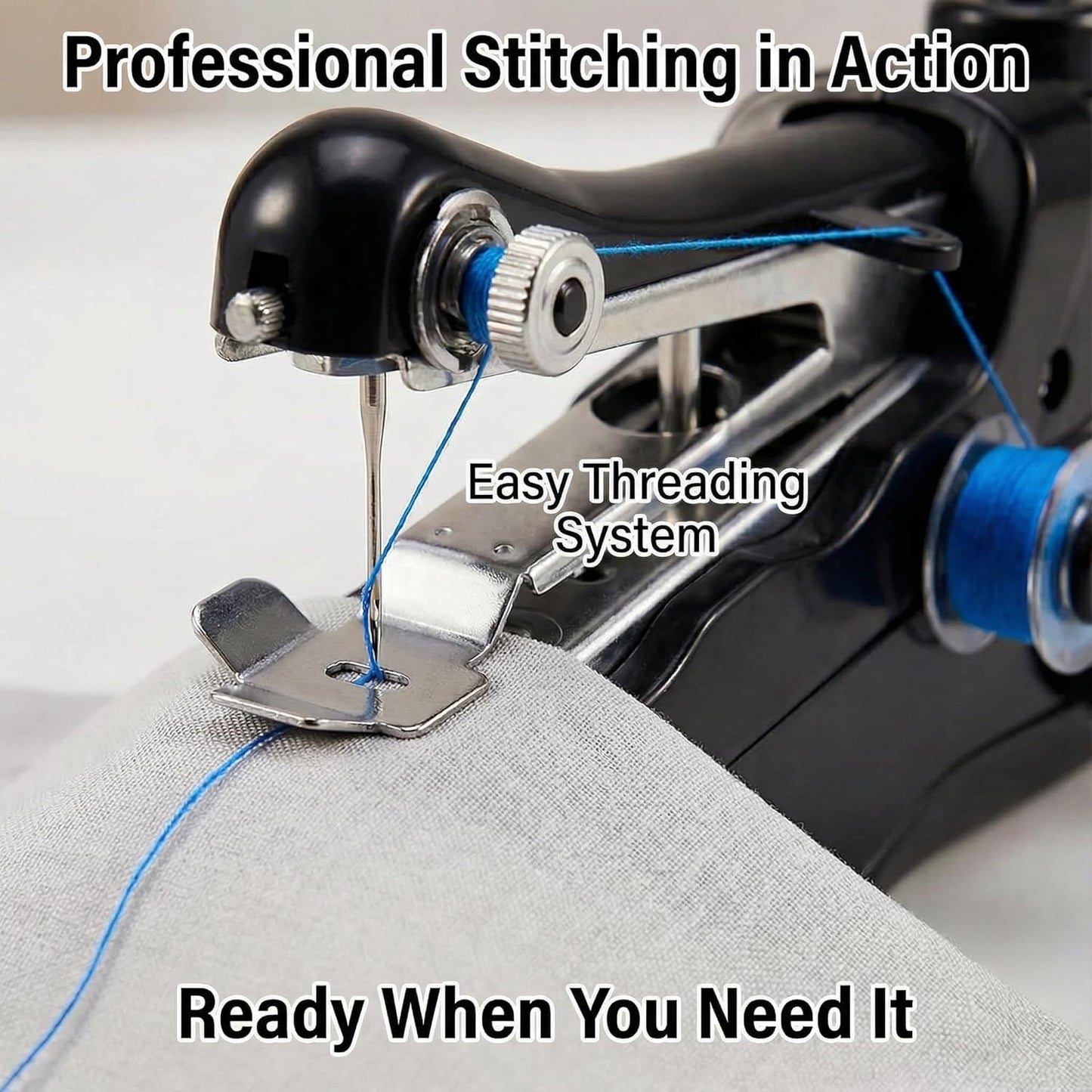 Portable Handheld Sewing Machine for Adults - Mini Hand Held Stitching Machine for Beginners - Small Electric Cordless for Hemming Quick Fabric Home Travel Clothes Pants DIY Denim