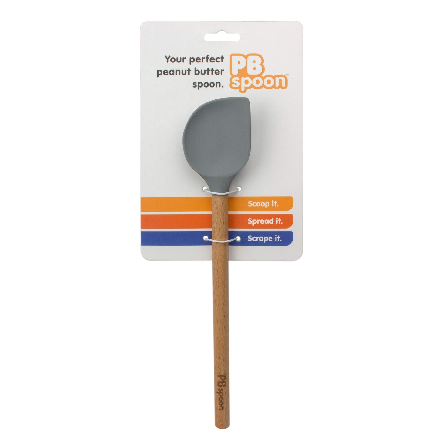Peanut Butter Spoon - PBspoon Jar Cleaning Spatula with Wooden Handle, Food-Safe & BPA-Free, Perfect for Scraping, Scooping, and Spreading Nut Butters and Spreads