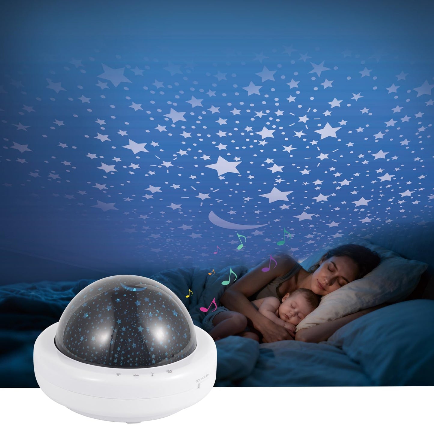 aibitu Projection Sleep Device, Night Light with Touch Control, White Noise & Music Sound Machine, 5V USB/Battery Powered, Sleep Aid for Kids and Adults, Home Bedroom Decor