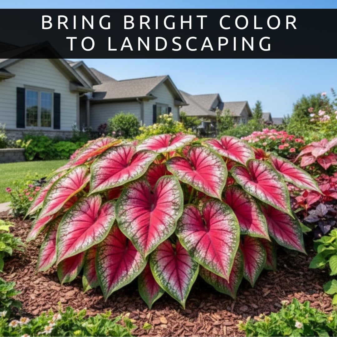 Caladium Bulbs for Planting - Mixed Colors, Growers Choice - Long Blooming Blend (12 Bulbs)
