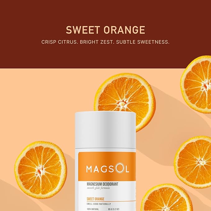 MAGSOL Natural Deodorant for Men & Women | Aluminum Free Deodorant | Gentle on Skin with Sweet Almond Oil & Beeswax | Baking Soda Free | Paraben & Pthalate Free (Sweet Orange)
