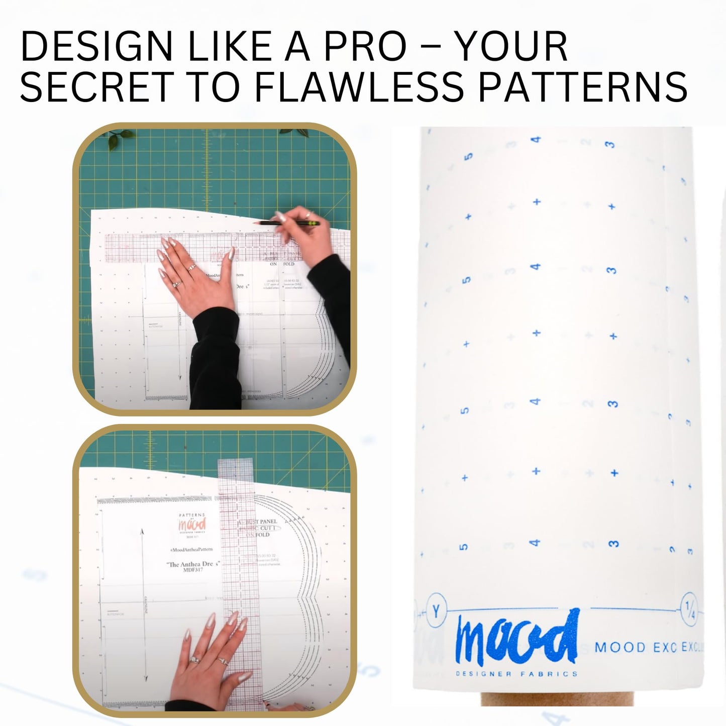White Dotted Pattern Paper - 3 Yards Bundle for Sewing, Crafting, and Drawing by Mood Fabrics, Standard Weight 40 inch Wide, Sewing Tracing Paper