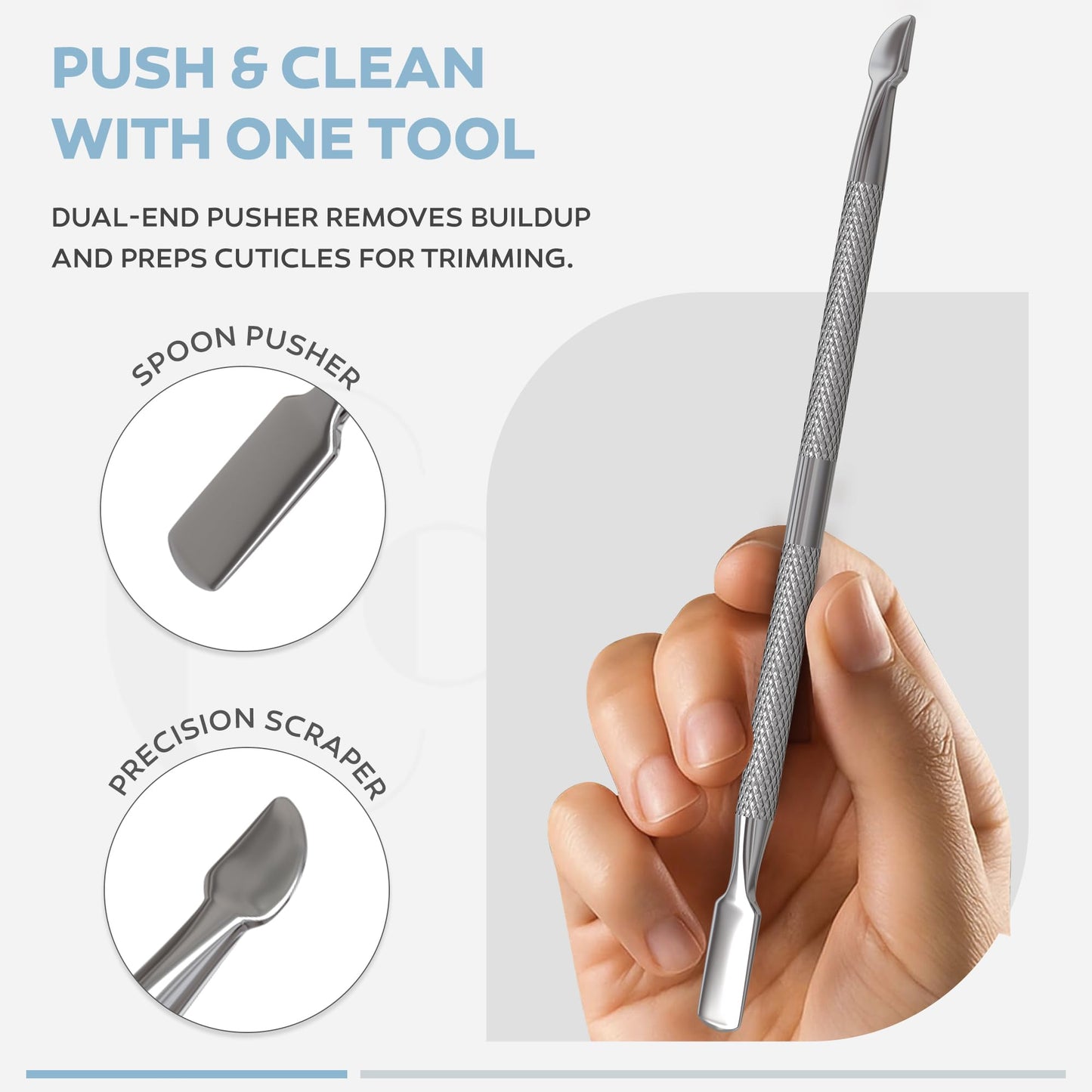 Cuticle Nippers & Trimmer Manicure Clippers Dead Skin Remover - Professional Stainless Steel Cutters Beauty Tool with Nail Cleaner and Pusher