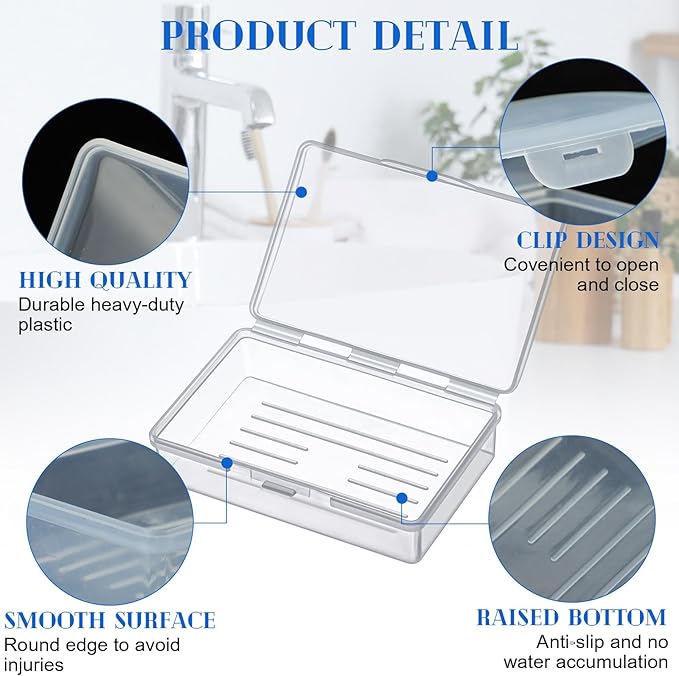 48 Pcs Travel Soap Container Portable Plastic Soap Boxes Bulk with Lid Homeless Donations Bulk Gym Shower Tour Groups Hotel Outdoor Camping (Clear)