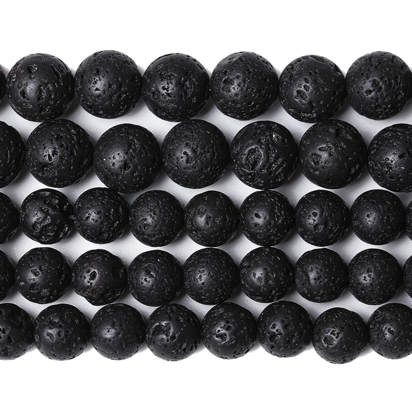8MM 45PCS Natural Stone Black Volcanic Lava Chakra Spacer Loose Beads for Jewelry Making DIY Bracelet