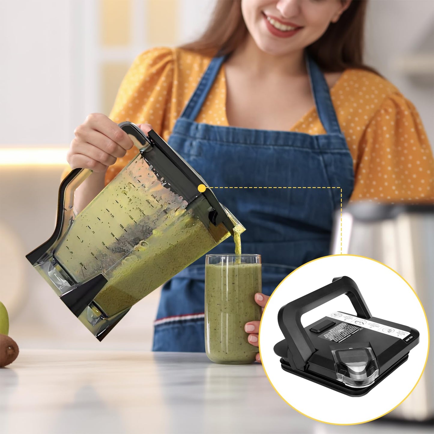 Blender Lid Replacement Compatible with Ninja Blender 72oz XL Pitcher (Only for New Models with Rim Extension), Compatible with Ninja BL660 BL770, NOT Original Part