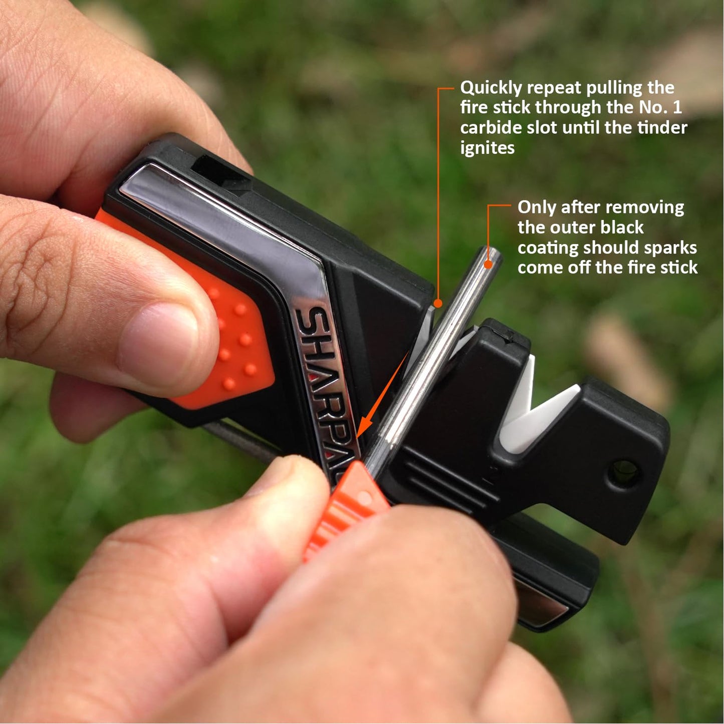SHARPAL 101N 6-in-1 Pocket Knife Sharpener & Survival Tool – Diamond Sharpening Rod, Fire Starter Ferro Rod, Whistle – Sharpens Straight & Serrated Blades, Repairs & Hones Knives Mothers Day Gifts