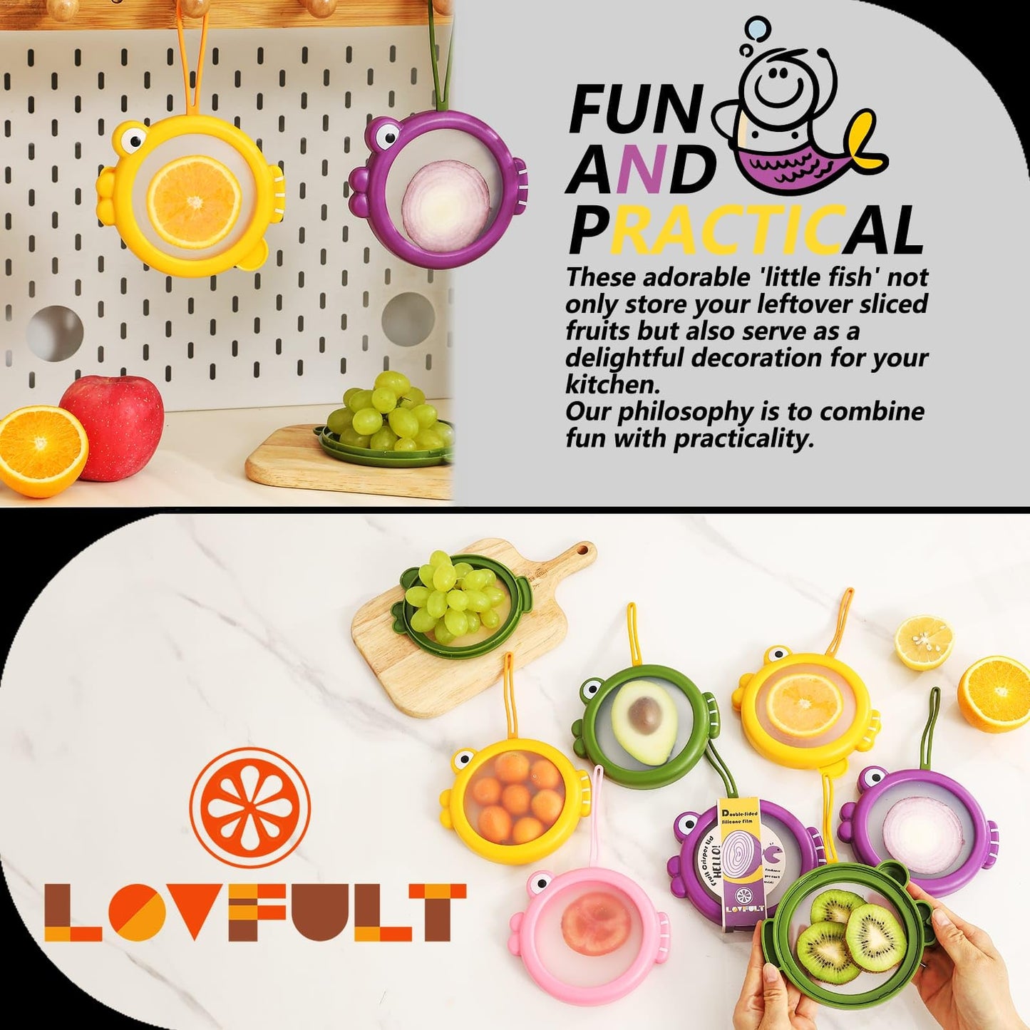 Lovfult Onion Storage and Avocado Saver - 4-Piece Set Silicone Fruit Storage Box, Multifunctional and Perfect for Lemons, Cheese, Tomatoes, Potatoes, Garlic