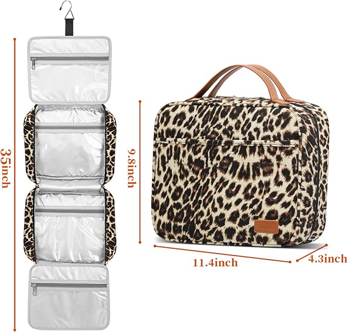 Bosidu Hanging Travel Toiletry Bag,Large Capacity Cosmetic Travel Toiletry Organizer for Women with 4 Compartments & 1 Sturdy Hook,Perfect for Travel/Daily Use/Christmas