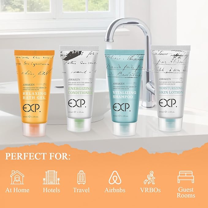 OPPEAL EXP Series| 150 PK 1 oz Hotel Size Amenities Bulk | 30 Sets Each Contains Shampoo, Conditioner, Body Wash, Lotion and Soap Bar | Ideal for AirBnB/VRBO/Vacation Rental