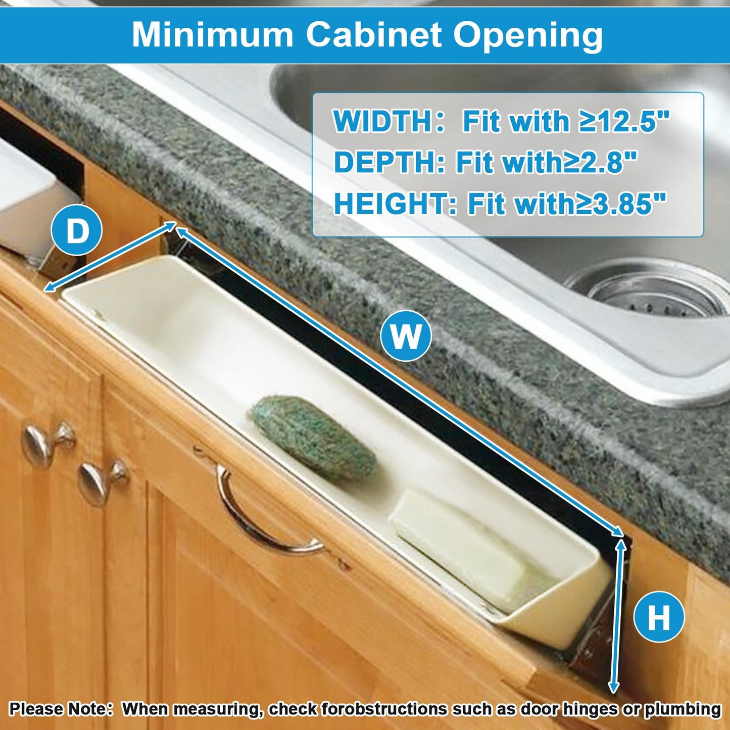 Upgraded 11" Tip-Out Plastic Sink Trays with Steel Hinges Kitchen Sink Tip Out Tray Kit, Pullout Organizer Cabinet Storage for Kitchen & Bathroom with 8 Mounting and 4 Screws, White (2 Pack)
