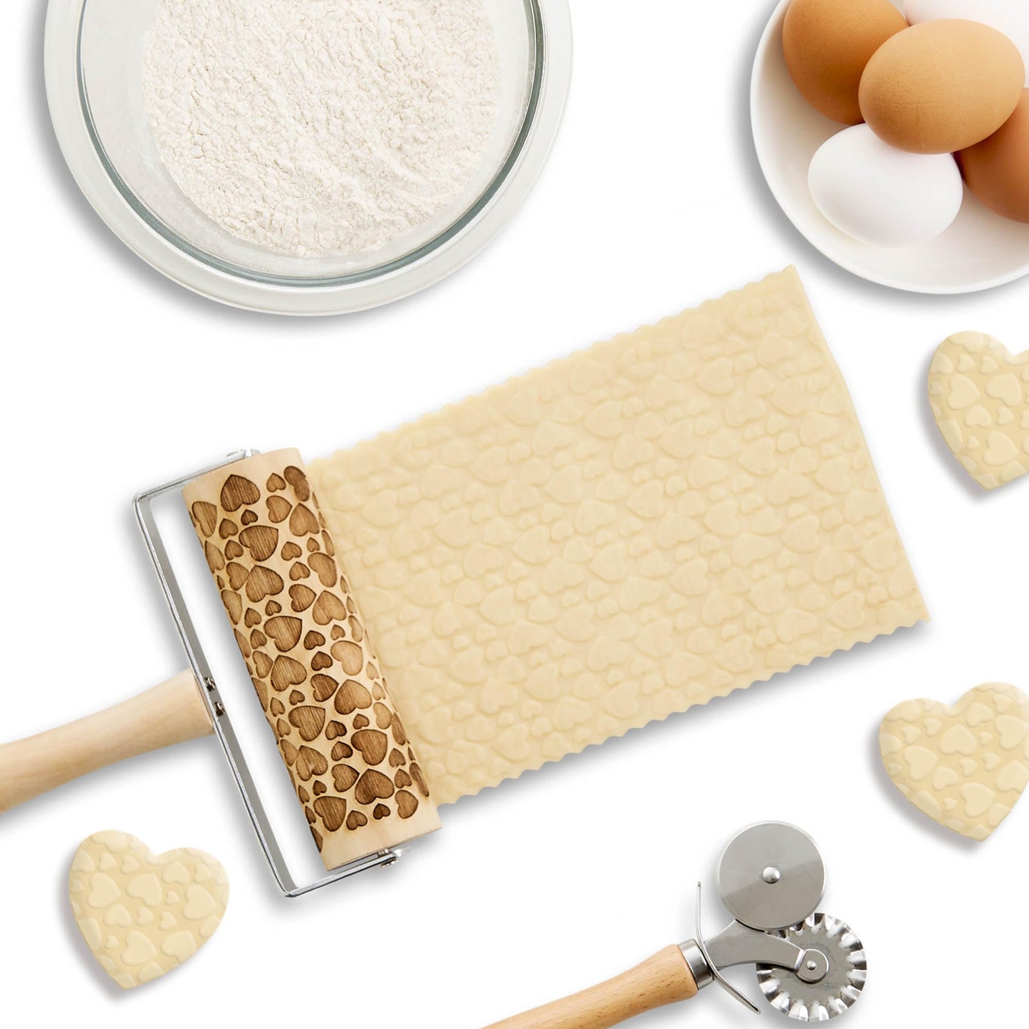 Mrs. Anderson’s Baking Mini Embossing Rolling Pin, Hearts Design, Poplar Wood and Chrome-Plated Iron