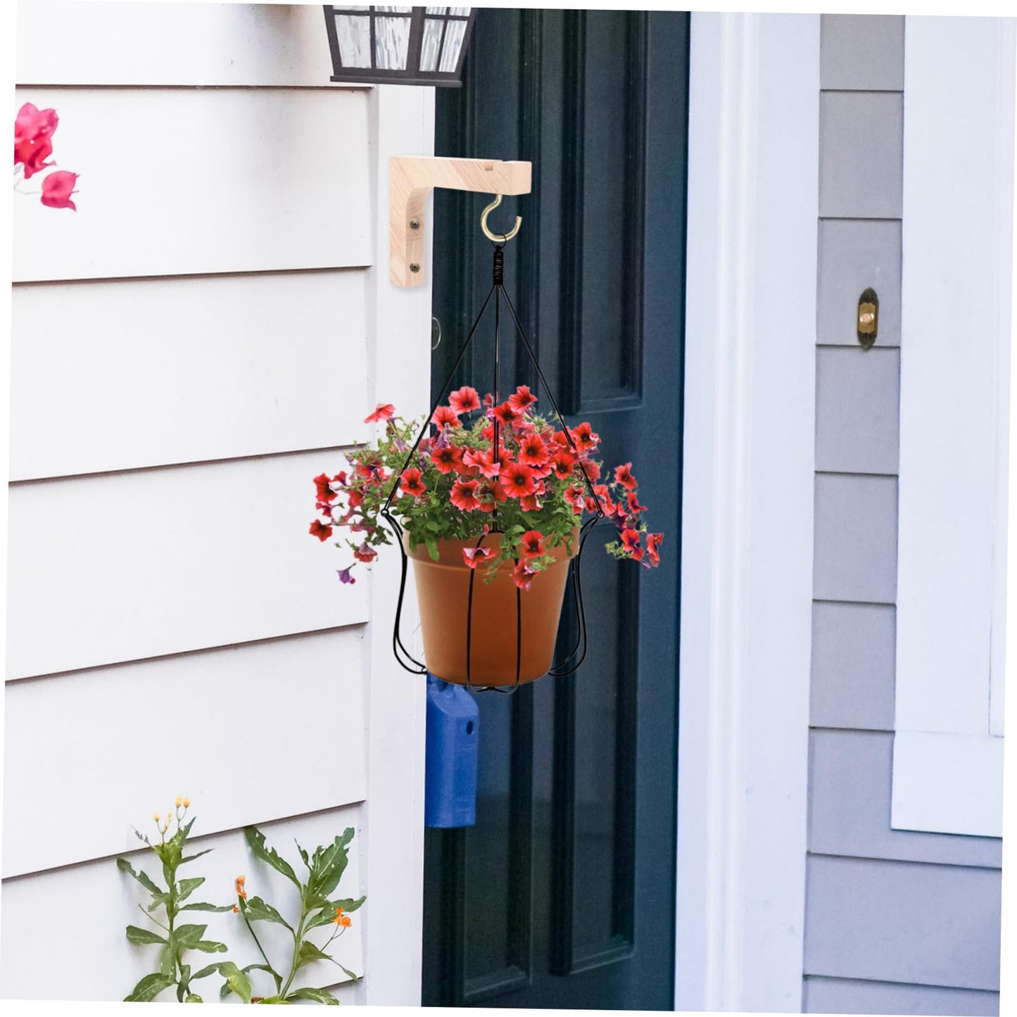 NULYLU Wooden Plant Hanger Hook 2pcs Heavy Duty Wall Mounted Plant Hanging Bracket for Indoor Outdoor Planters Natural Wood Color