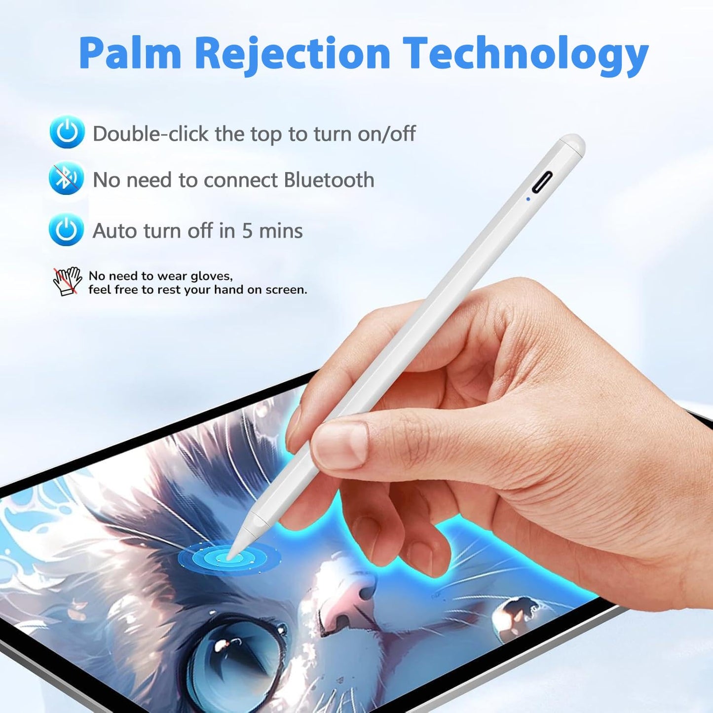 Stylus Pen for iPad Pencil 6th-10th&11th Gen,2Pack Pencil Pro with Palm Rejection iPad Pen for 2018-2025 iPadPro 11/12.9/13in/M4,iPad Air 13/11(M2/M3),iPad Air 3/4/5,iPadMini 7/6/5