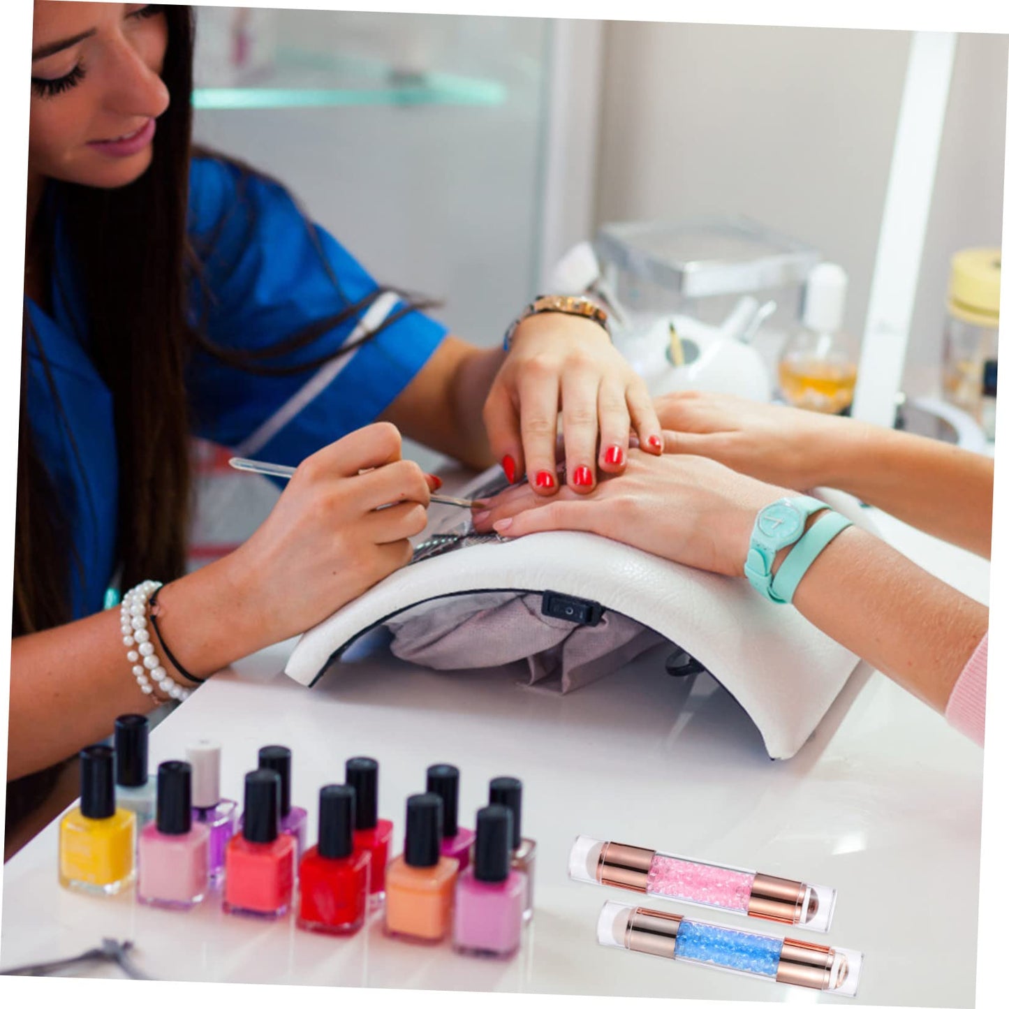 2Pcs Dual-Ended Nail Art Silicone Stamper Set for Diy Manicure Clear Stamping Tools for Home and Salon Use