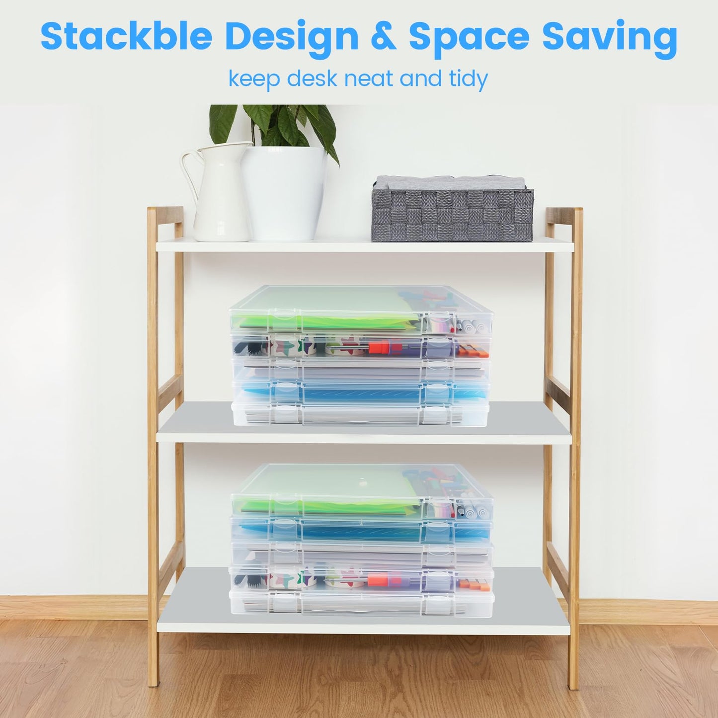 OUPSAUI 12x12'' Scrapbook Paper Storage, 5 Pack Board Game Storages, Stackable Paper Storage for Magazine, Art Supplies, Files, Photo, Vinyls, Crafts