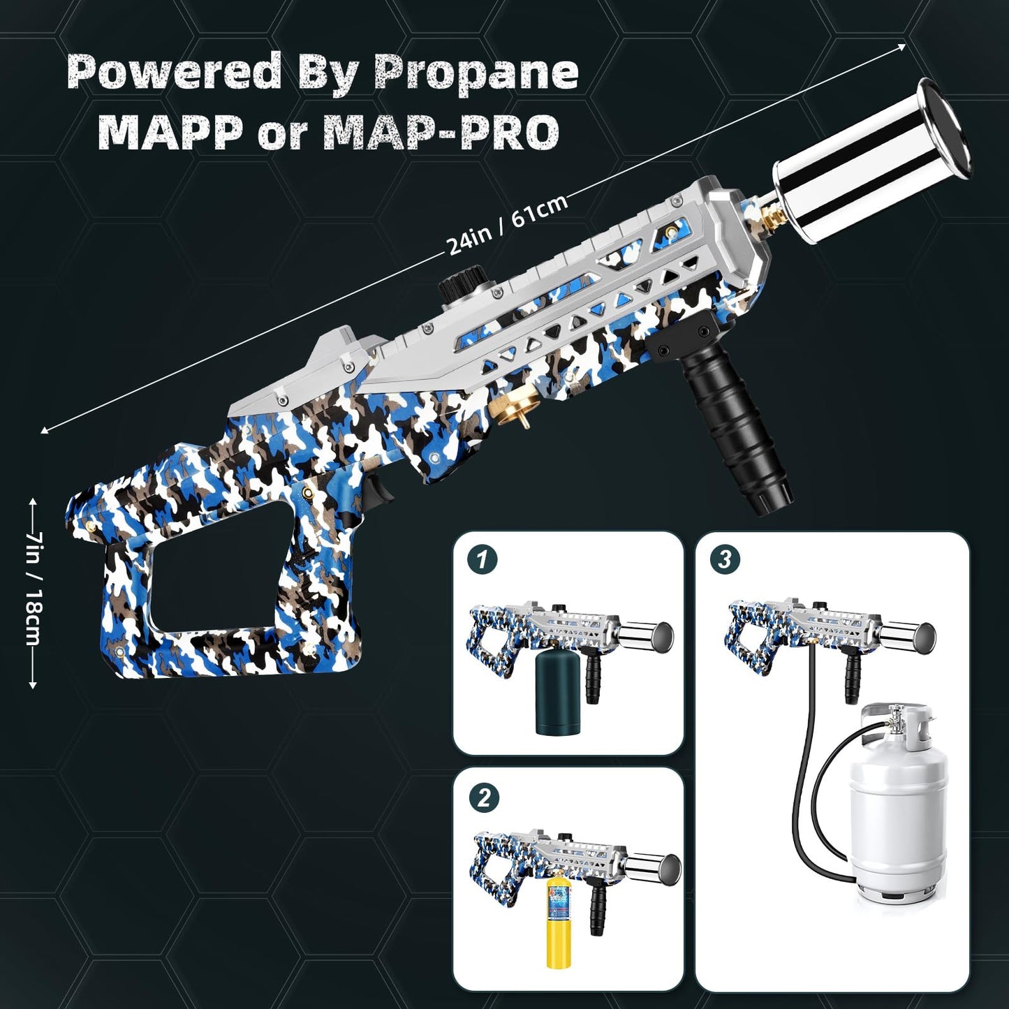 ARTFLAMM Propane Gun Torch - Powerful Grill & Cooking Blower Torch - Culinary Torch Sous Vide - Adjustable Flamethrower for BBQ, Campfire, Charcoal Wood Grills Lighter(Tank Not Included)