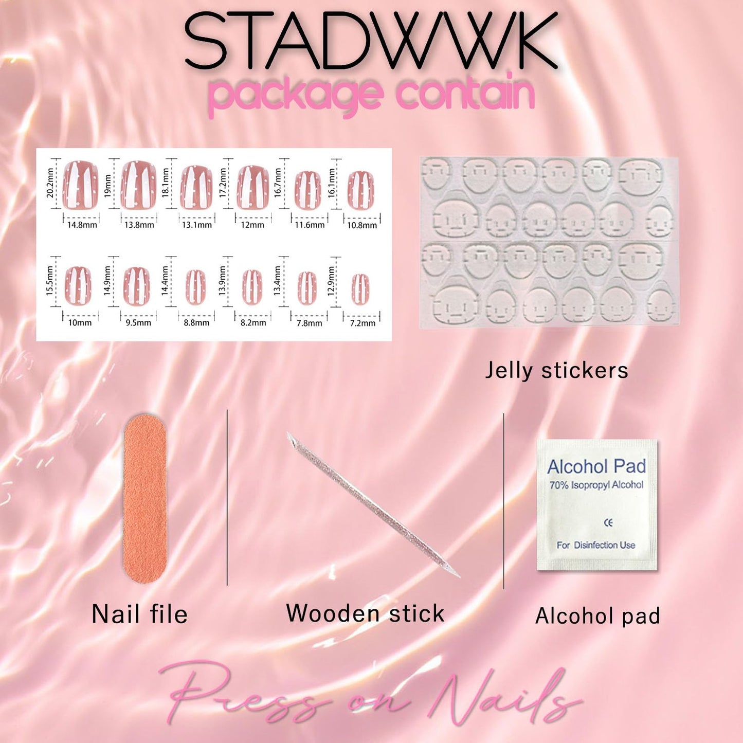 Square Press on Nails Short Fake Nails with White Polka Dot Designs Nails Press ons Nude Glue on Nails Glossy Acrylic Nails Cute Artificial Nails Simple Stick on Nails for Women 24Pcs