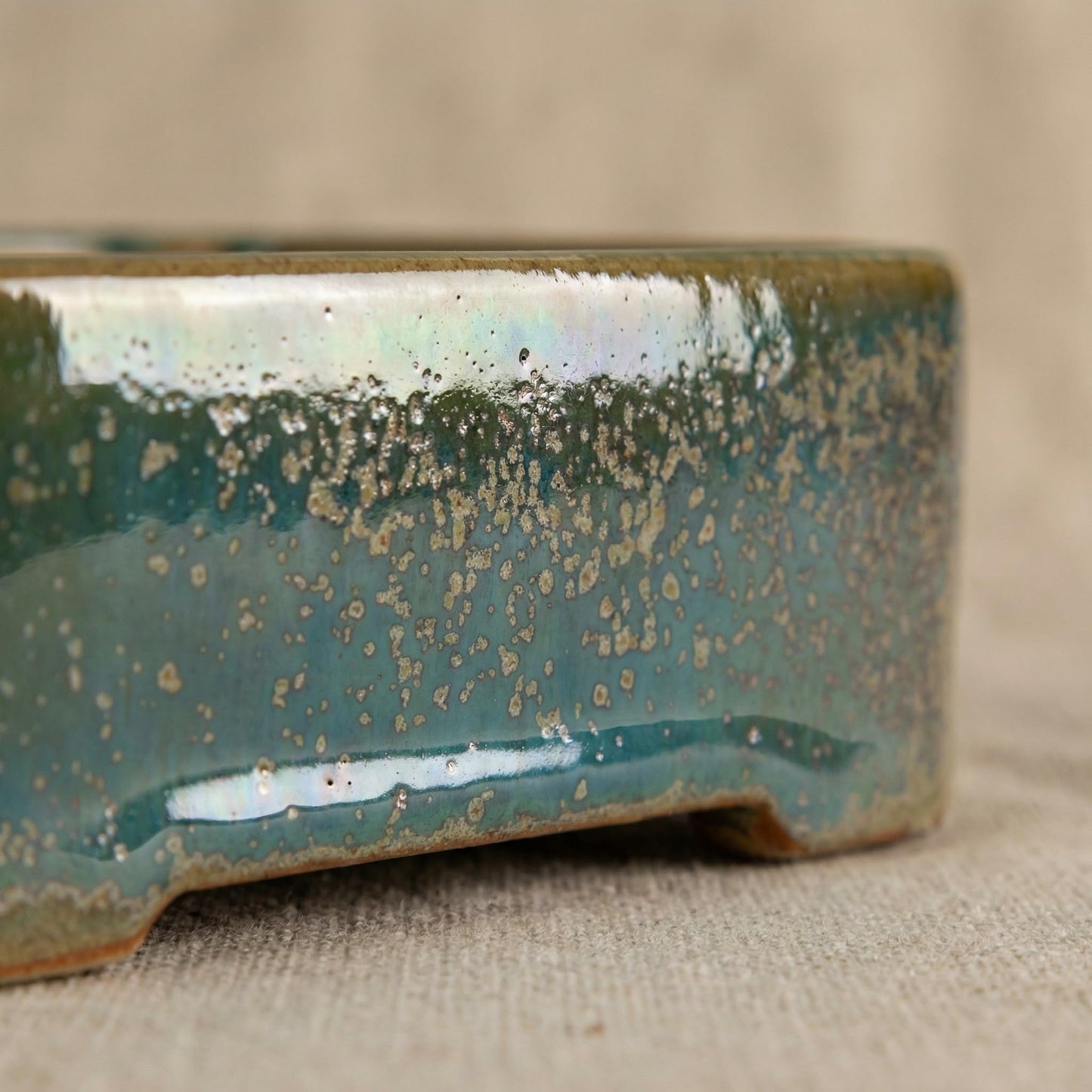 krayce Serenya Ceramic Bonsai Pot Set - 6.3" Rectangular Planter with Drainage Tray, Handmade Kiln-Glazed, Indoor/Outdoor for Succulents, Herbs, Bonsai | Unique Gift for Plant Lovers