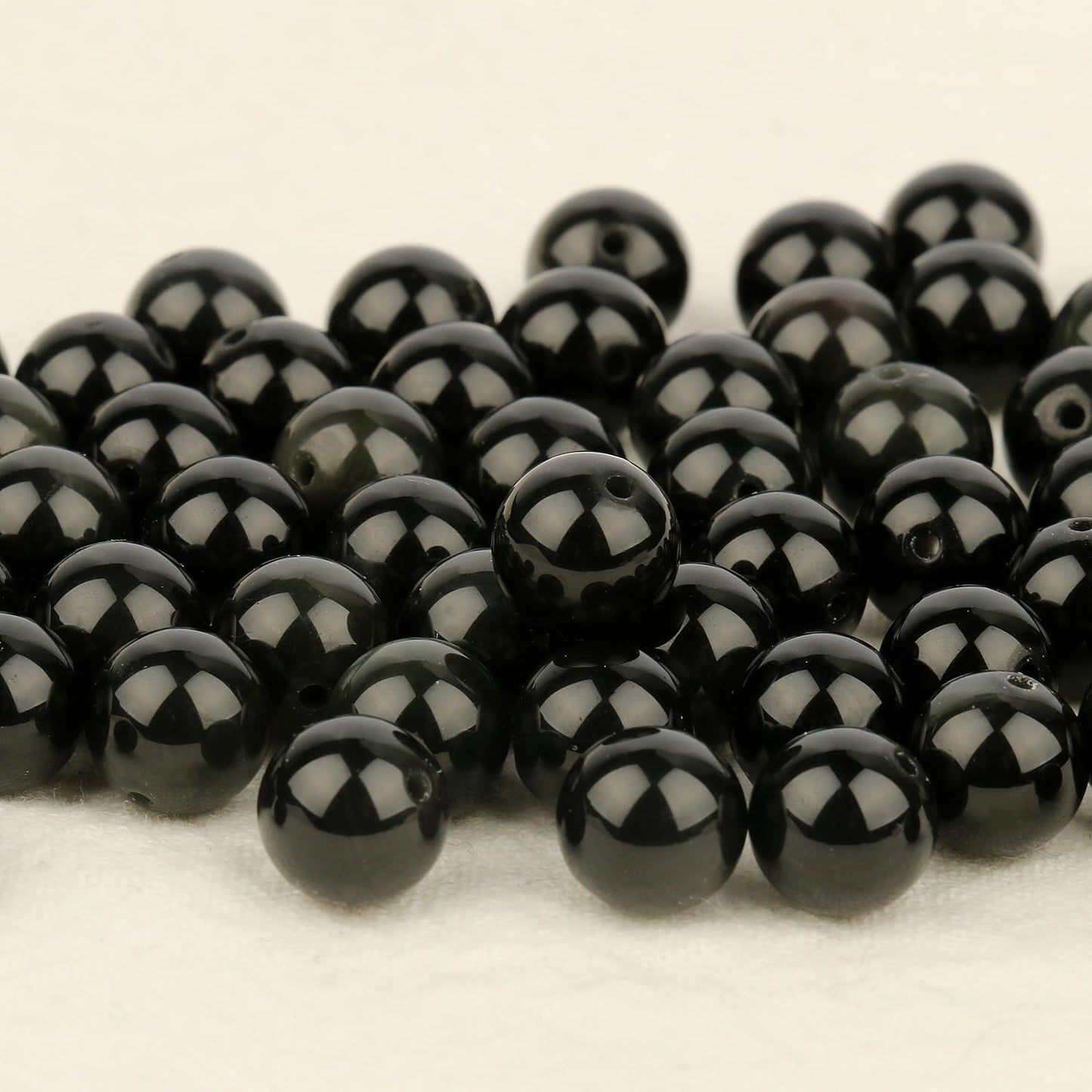 About 45pcs 8mm Natural Stone Beads Black Obsidian Beads Crystal Gemstone for Jewelry Making, DIY Bracelet Necklace