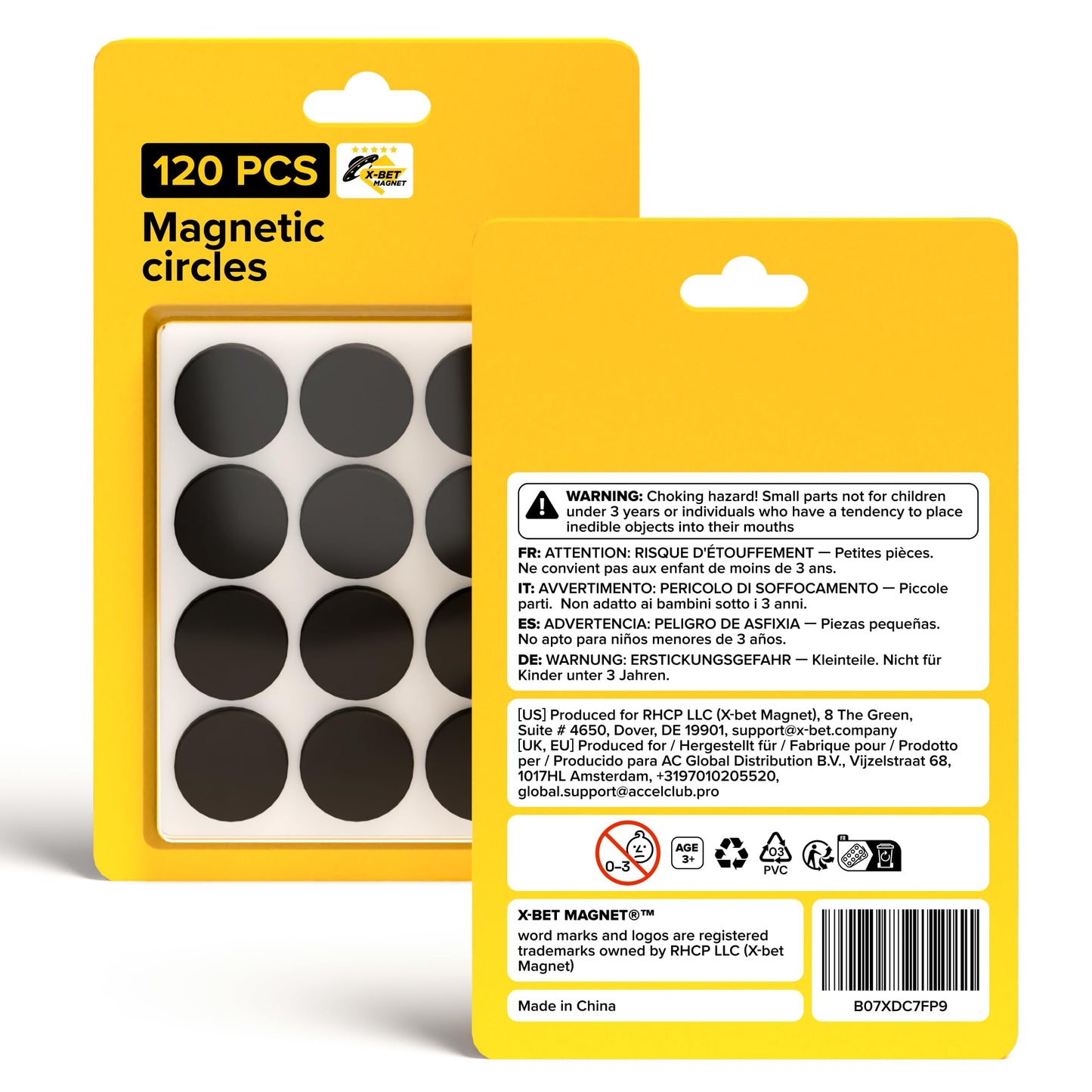 Peel-&-Stick Flexible Adhesive Magnets - 120 Magnetic Dots for Office Supplies, Whiteboard, Crafts, Fridge, & School Projects