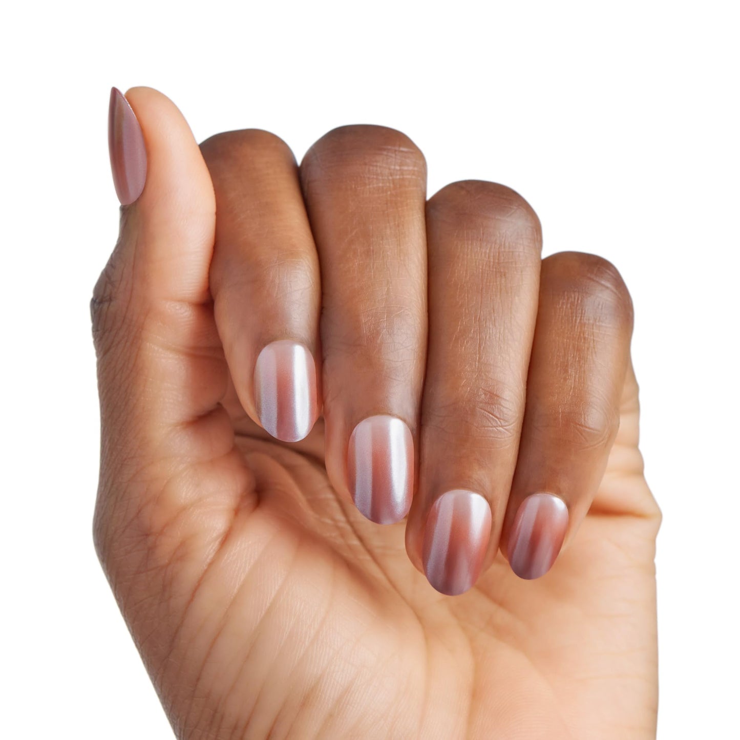 Kiss Impress No Glue Mani Press On Nails, ColorFX, 'Blissful Radiance', Brown, Short Size, Oval Shape, Includes 30 Nails, Prep Pad, Instructions Sheet, 1 Manicure Stick, 1 Mini File