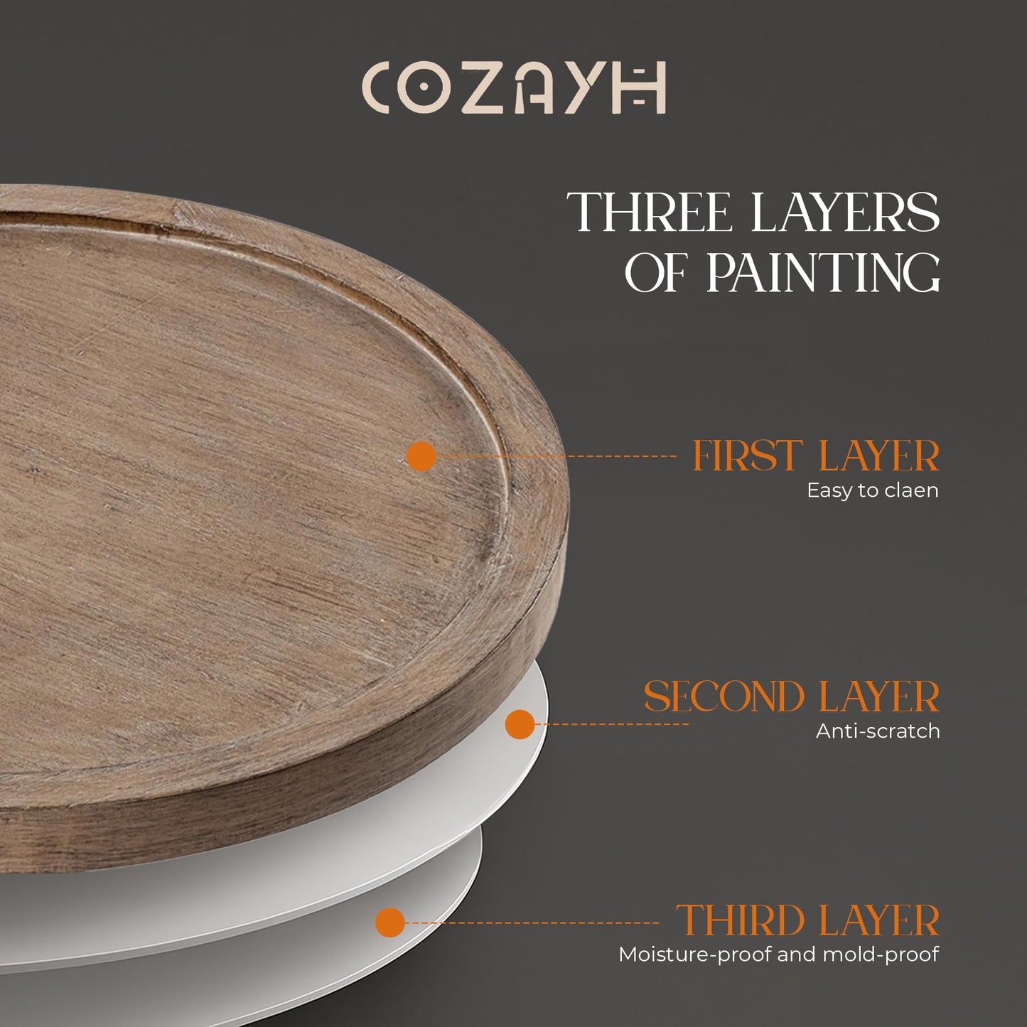 COZAYH Traditional Rustic Pedestal Table, Round Tray Top End Table with Farmhouse Style Distressed Finish for Small Spaces, Brown