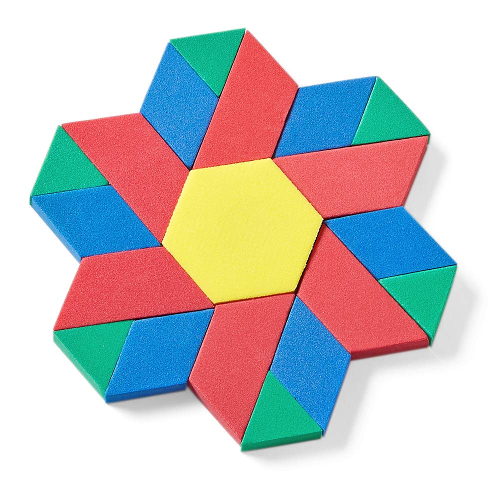 hand2mind Foam Pattern Blocks, Foam Shapes, Geometric Shapes for Kids, Pattern Play, Toddler Pattern Blocks, Shapes for Kindergarten, 3D Shapes Manipulatives, Sorting Math (Set of 250)