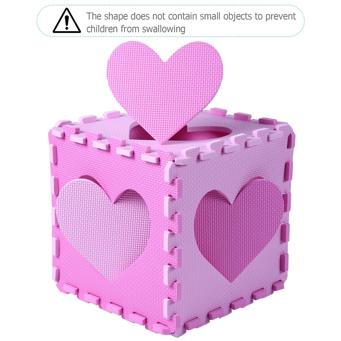 Tamiplay Foam Play Mat for Kids, 25pcs Square Interlocking Puzzle Floor Mat, Baby Toddler Playmat with Fence - Pink Heart
