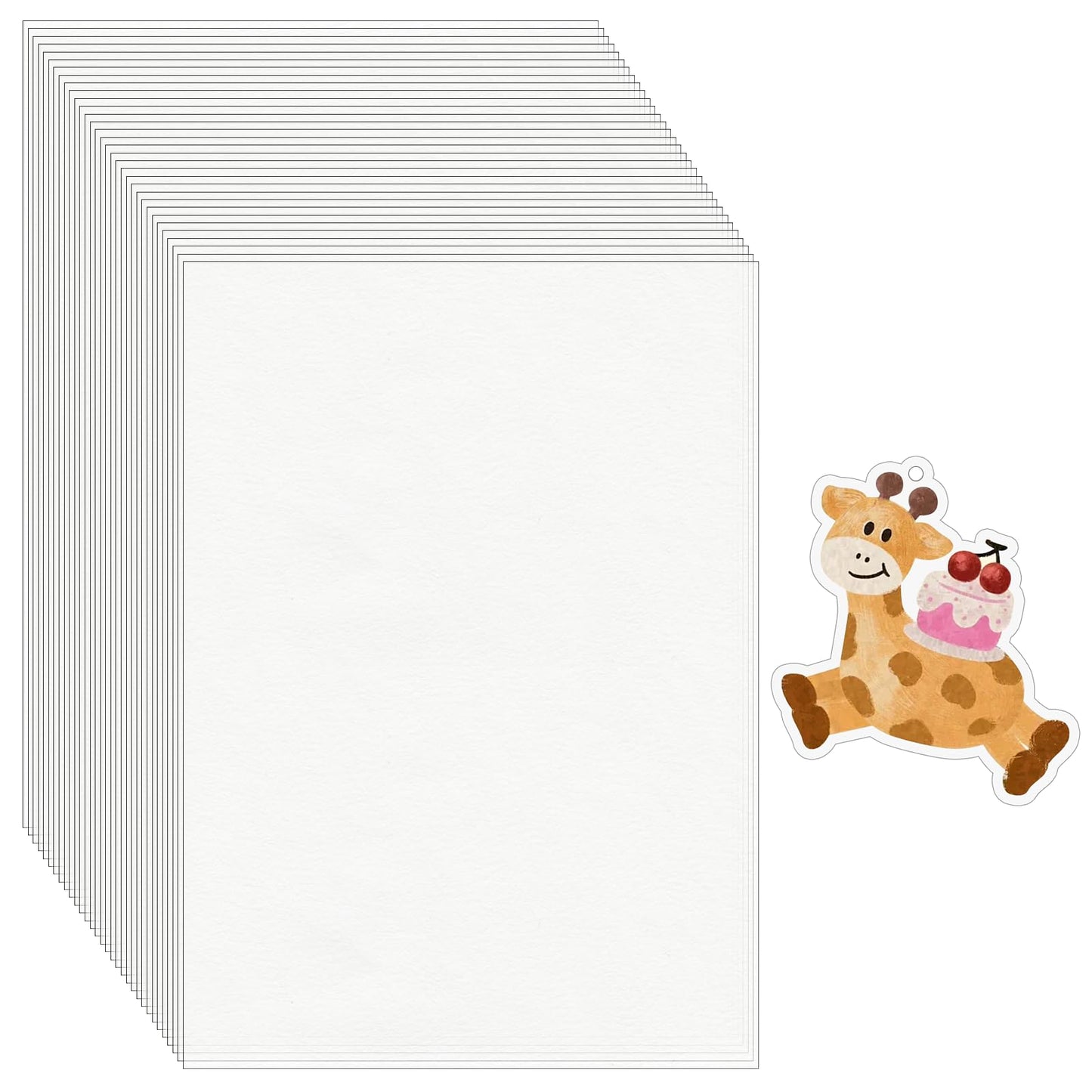 WISYOK 50Pcs Shrinky Film, Shrinky Plastic Sheets for DIY, Keychains, Crafts Ornament and Gifts, 8.2X5.8inch