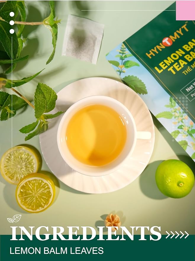HYNTMYT Lemon Balm Tea Bags, Refreshing & Aromatic, Natural Lemon Balm Leaves Herbal Tea, Caffeine Free, 120 Count