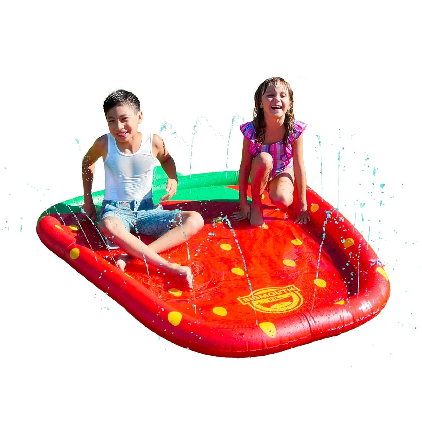 BigMouth Inc Splash Pad Sprinkler Water Toy for Kids, Outdoor Summer Backyard Spray Game for Toddlers - Strawberry