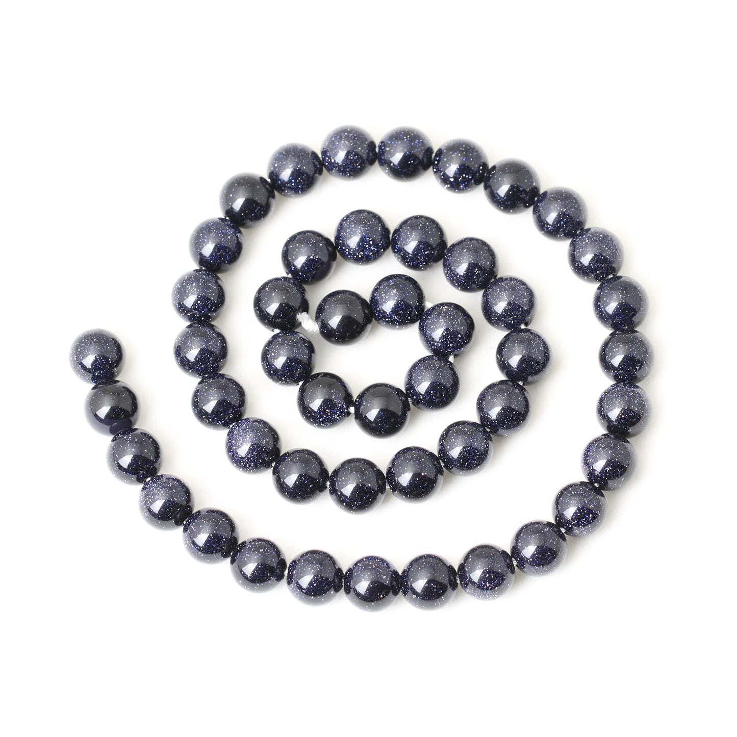 CHEAVIAN 45PCS 8mm Natural Blue Sandstone Gemstone Round Loose Beads Stone Beads for Jewelry Making DIY Findings 1 Strand 15"