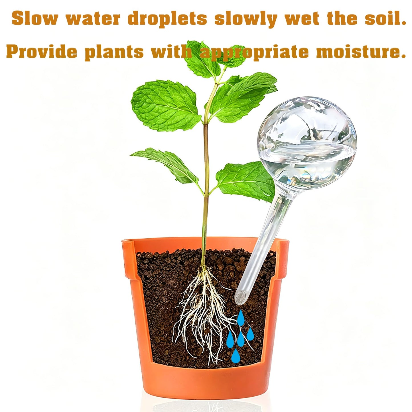 Plant Automatic Watering Devices, Clear Plastic Self-Watering Bulbs Flower Automatic Watering Device While Away Garden Waterer for Plant Indoor Outdoor