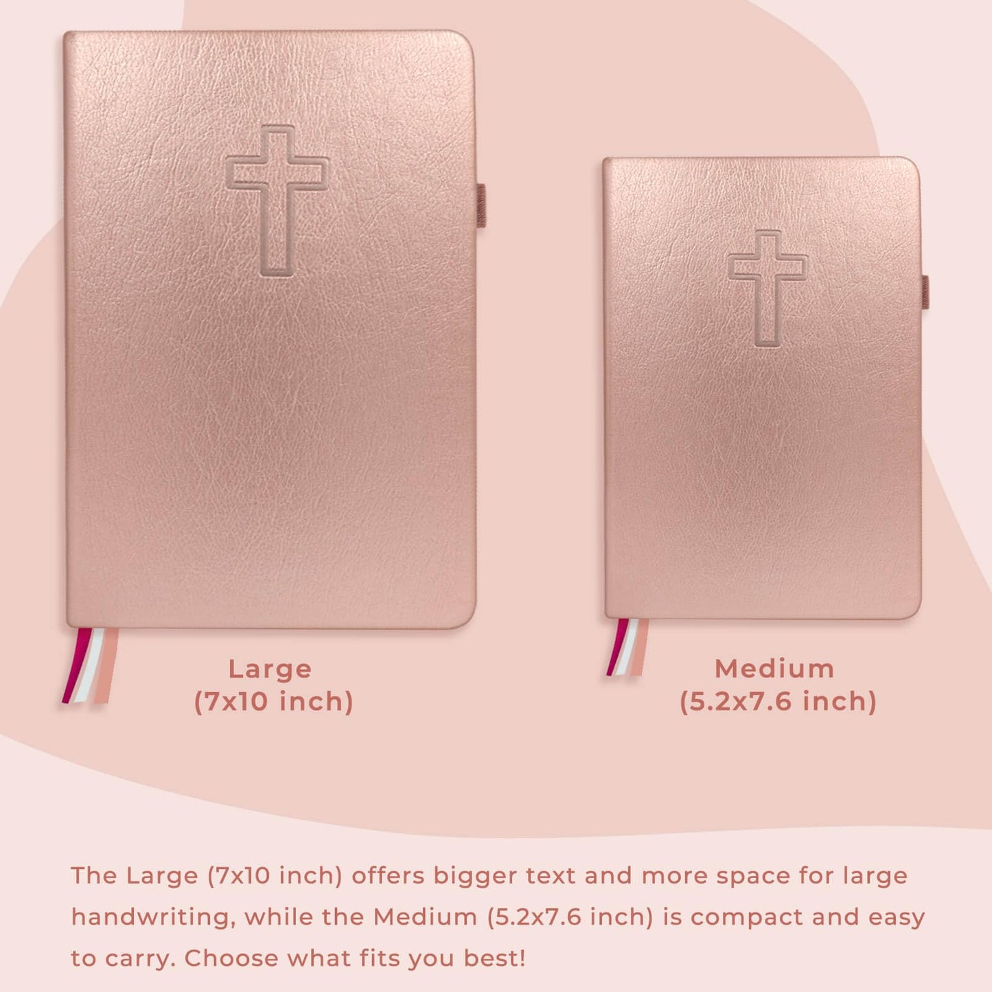 JOTFLY Bible Study Journal - Church Notes Notebook for Note Taking & Reflection - Guided Bible Study Notebook - Faith-Based Religious Gifts & Bible Study Supplies (Rose Gold)