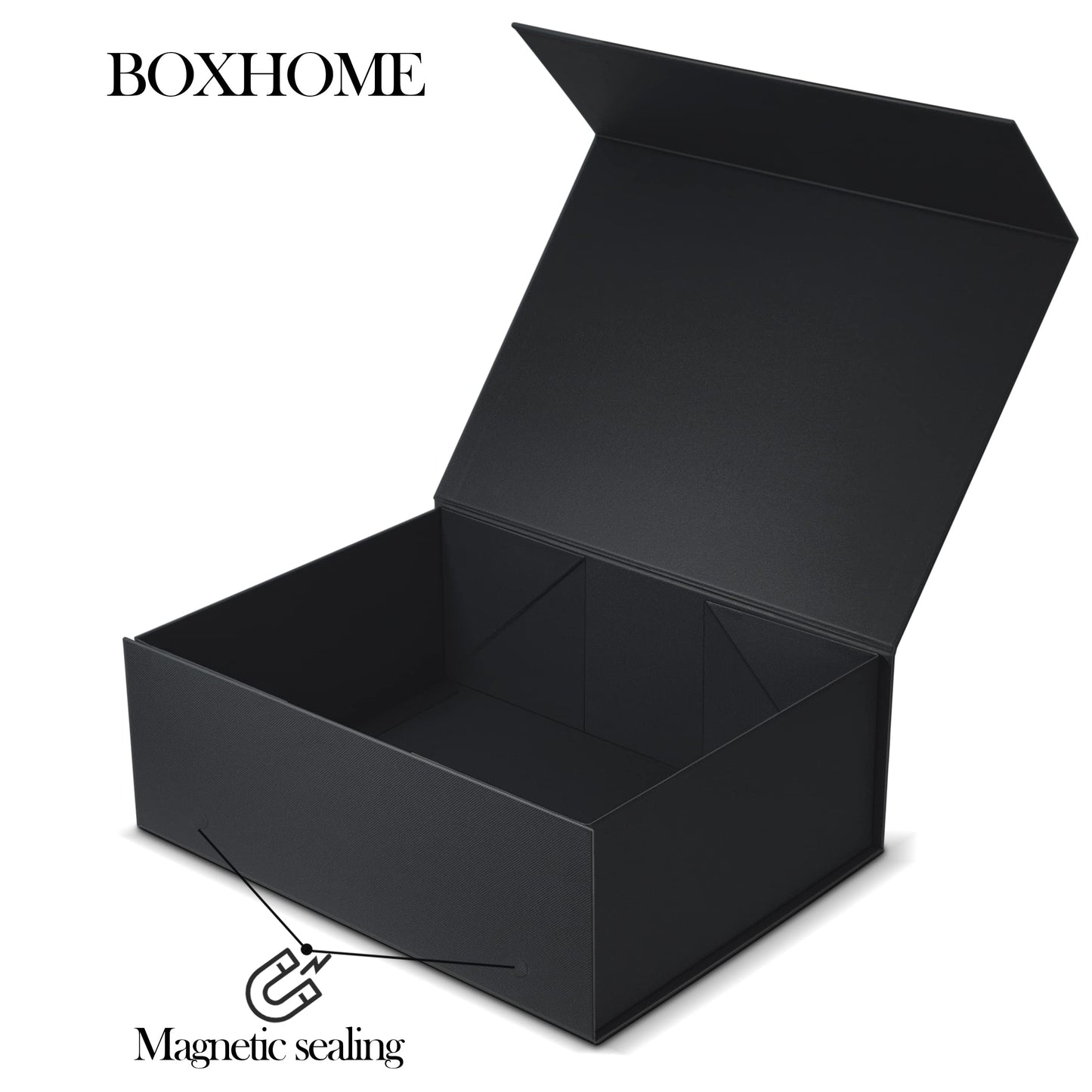 BOXHOME 3 Pack Large Gift Box, Black, 13x10x5 inch with Magnetic Lids Gift Packaging Box, Groomsmen Boxes for Presents Contains Card, Ribbon, Foldable
