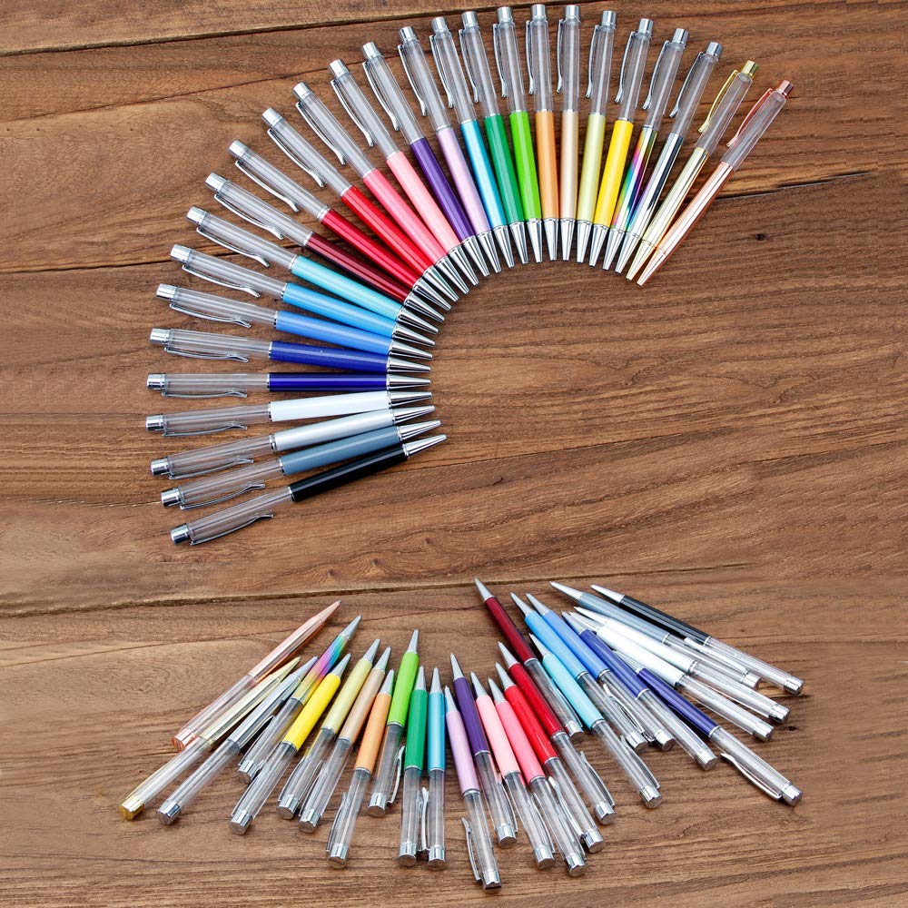 JOINVALUE Colorful Fillable Ink Empty Tube Ballpoint Pens Floating DIY Pens,Building Your Favorite Liquid Sand for Easter Gift 27 Pack