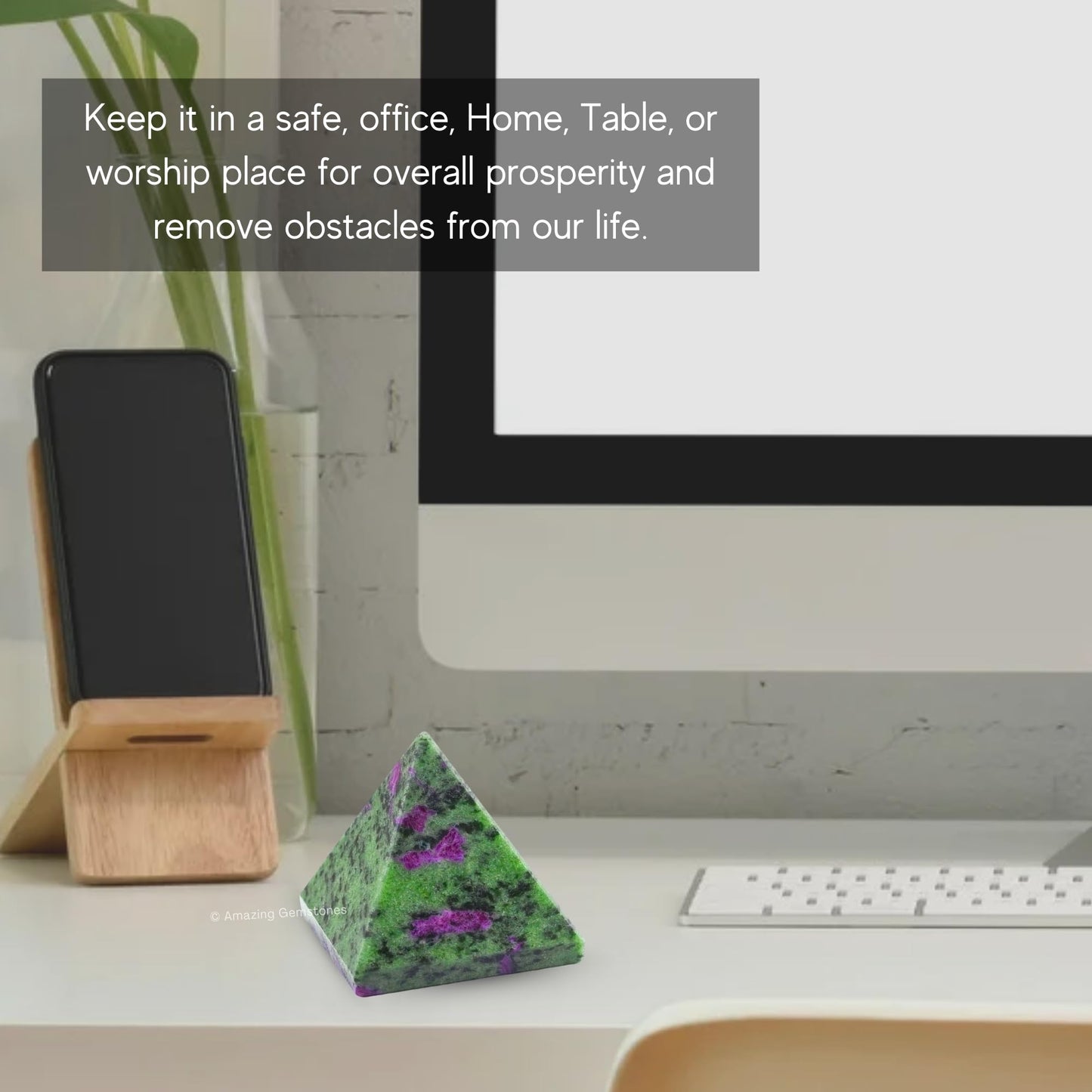 Amazing Gemstone Ruby Zoisite Pyramid Crystal Healing Stones - 2" Great Pyramid Figurine of Natural Stone Pyramid for Meditation, Reiki, Chakra Balancing and Crystal Pyramids Grid