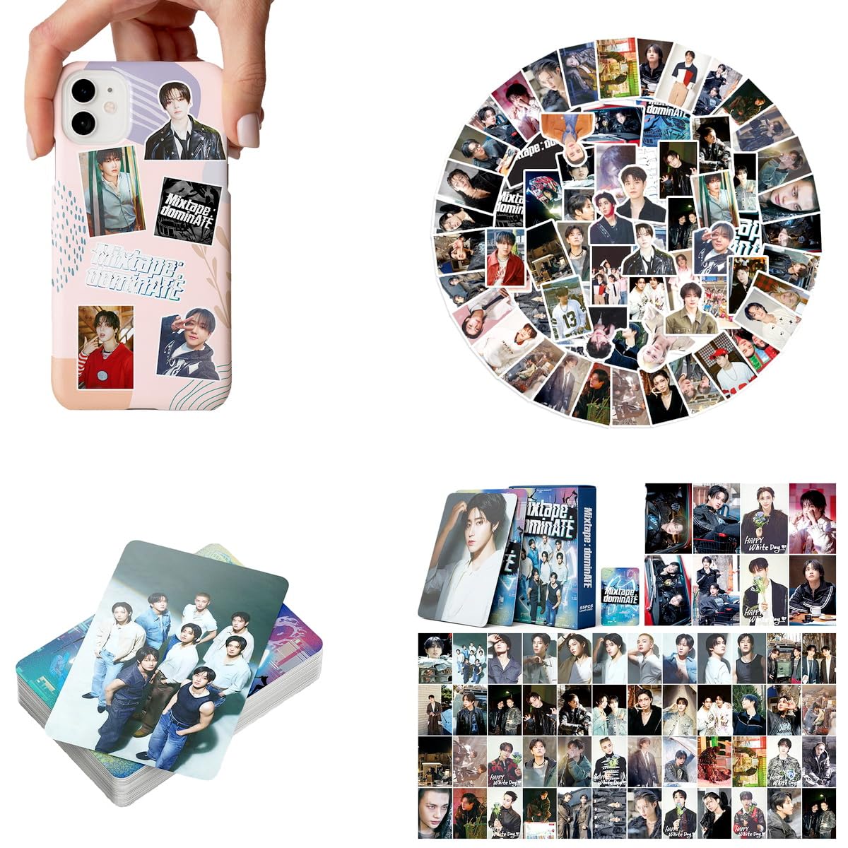 X9H8N9 Skz Merch Stray Fans Gifts Set,Including Photocards, Stickers,Photocards Binder, Coaster,Lanyard,Sticky Notes,Keychain, Pins,Mirror