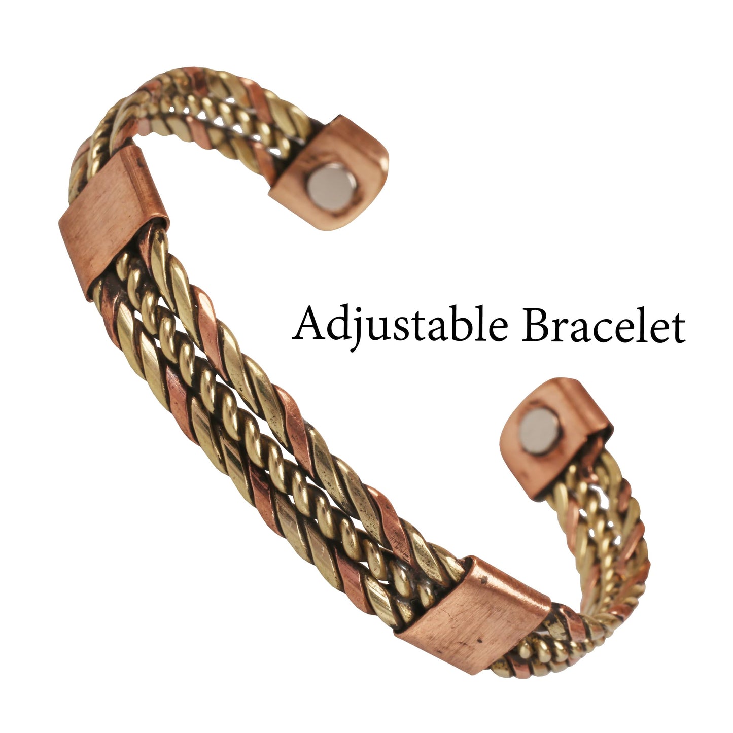 Touchstone Handcrafted Braided Copper Brass Multi Layer Magnetic Hand Forged With Solid High Gauge Tibetan Minimalistic Elegance Bracelet In Two Tones For Men And Women.