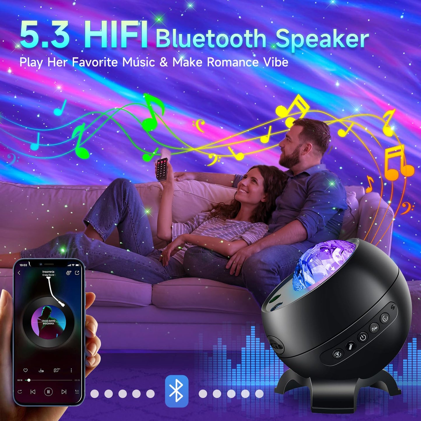 Northern Galaxy Light Projector, 300+Modes & 5 Films Star Projector, 15 White Noise & Bluetooth Northern Lights Projector,Moon Light Projector, Teen Girl Gifts Trendy Stuff, Consumer Electronics.