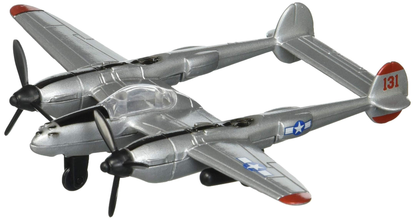 Hot Wings Planes P-38 Lightning with Connectible Runway Die Cast Plane, Grey Die Cast Plane in Aviation Museums Nationwide