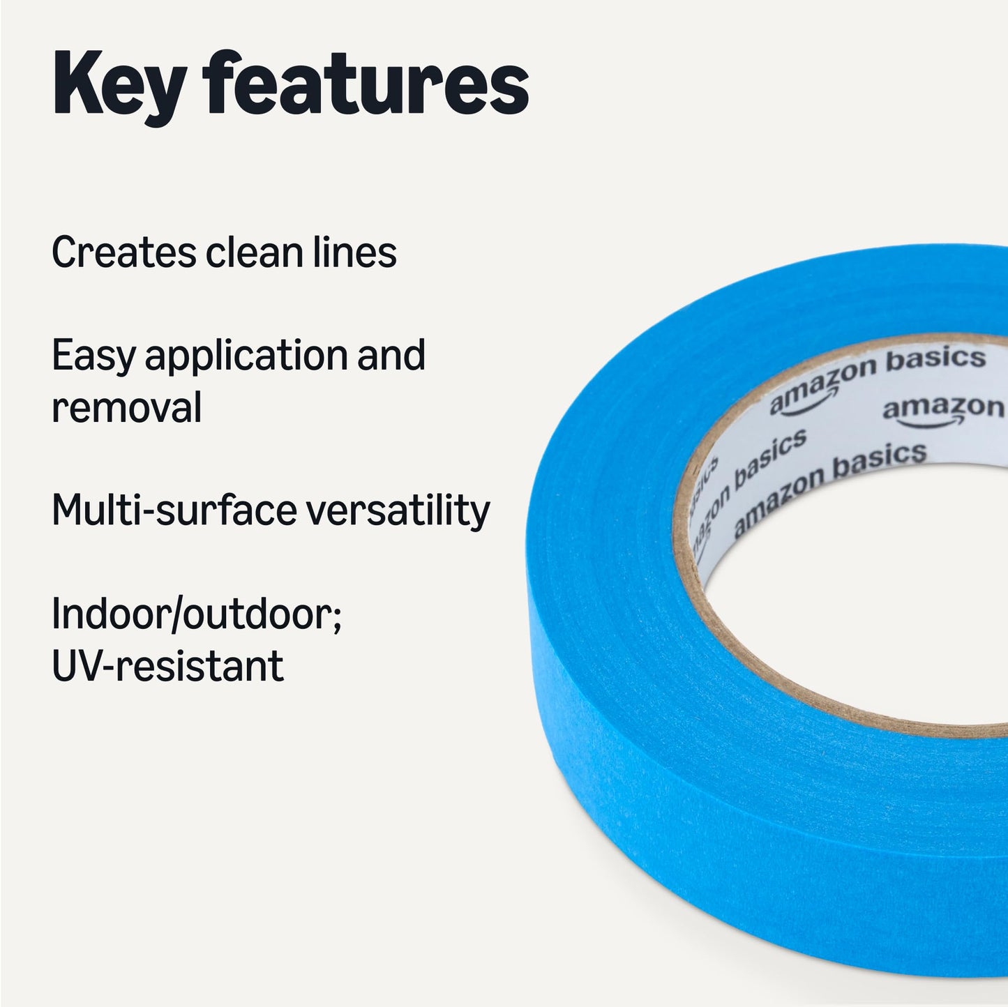 Amazon Basics Blue Painters Tape, Protects Surfaces, Removes Easily, No Residue, 0.94" x 60-Yard, 4 Rolls